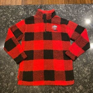Liberty University Flames Fleece Pullover Jacket Women’s XS Buffalo Plaid
